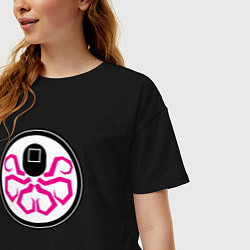 Футболка оверсайз женская Кальмарчик квадрат, цвет: черный — фото 2