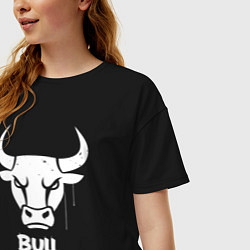 Футболка оверсайз женская Строгий бык, цвет: черный — фото 2