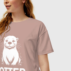 Футболка оверсайз женская Выдра в стиле граффити, цвет: пыльно-розовый — фото 2