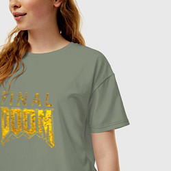Футболка оверсайз женская Doom final gold logo, цвет: авокадо — фото 2