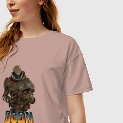 Футболка оверсайз женская Doom палач рока, цвет: пыльно-розовый — фото 2