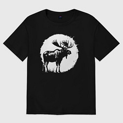 Женская футболка оверсайз Лось в круге