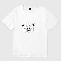 Футболка оверсайз женская Геометрическая морда медведя, цвет: белый