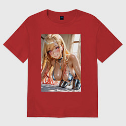 Футболка оверсайз женская Марин Китагава наряде гламурной фифы, цвет: красный