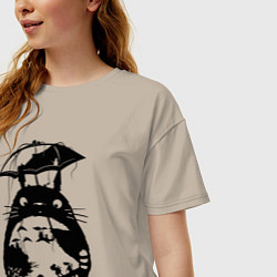 Футболка оверсайз женская Тоторо Мэй Сацуки котобус, цвет: миндальный — фото 2
