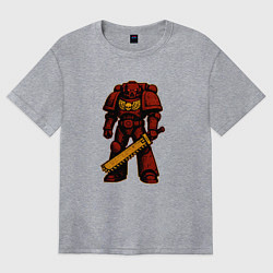 Футболка оверсайз женская Космодесантник в красной броне, цвет: меланж