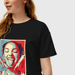 Футболка оверсайз женская Улыбка Оливии Родриго, цвет: черный — фото 2