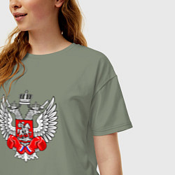 Футболка оверсайз женская Федерация бокса России - логотип, цвет: авокадо — фото 2