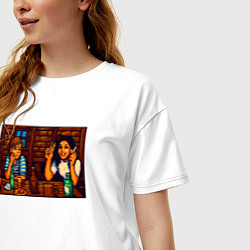 Футболка оверсайз женская День студента пиксель-арт мем, цвет: белый — фото 2