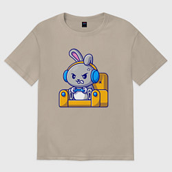 Женская футболка оверсайз Кролик геймер