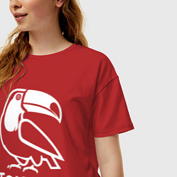 Футболка оверсайз женская Тукан в минималистичном стиле, цвет: красный — фото 2