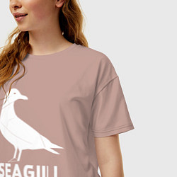Футболка оверсайз женская Морская белая чайка, цвет: пыльно-розовый — фото 2