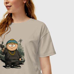 Футболка оверсайз женская Эрик Картман в стиле ГТА, цвет: миндальный — фото 2