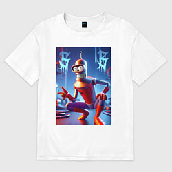 Женская футболка оверсайз Бендер-паук мем коллаба