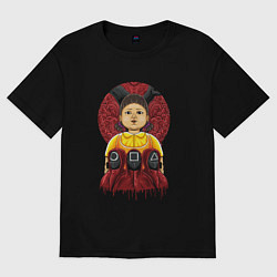 Женская футболка оверсайз Кукла и надзиратели игра в кальмара