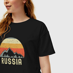 Футболка оверсайз женская Russia mountains, цвет: черный — фото 2