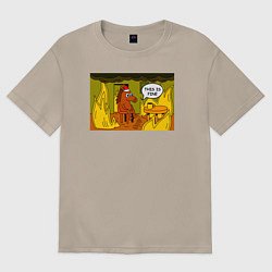 Футболка оверсайз женская Новогодняя лошадь - this is fine, цвет: миндальный