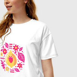 Футболка оверсайз женская Лимон абстракция, цвет: белый — фото 2