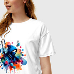 Футболка оверсайз женская Ninja - watercolor sketch, цвет: белый — фото 2