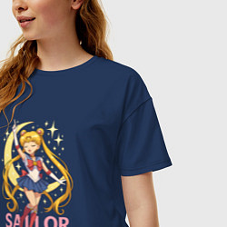 Футболка оверсайз женская Sailor Moon, цвет: тёмно-синий — фото 2