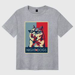 Футболка оверсайз женская Night dogs: поп-арт, цвет: меланж