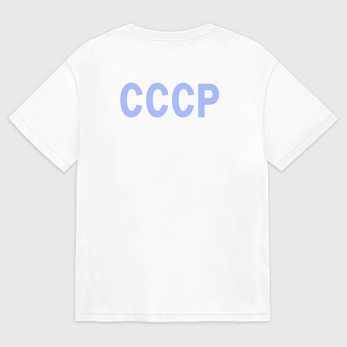 Женская футболка оверсайз СССР - надпись голубая - союз советских социалисти / Белый – фото 2