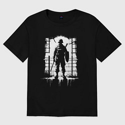 Футболка оверсайз женская ЧОПовец на страже, цвет: черный