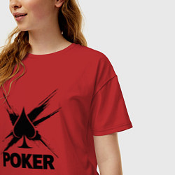 Футболка оверсайз женская Покер пики с брызгами, цвет: красный — фото 2