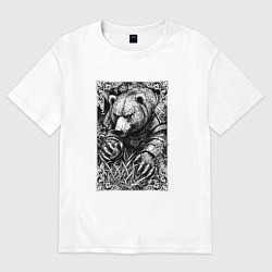 Женская футболка оверсайз Атакующий мишка