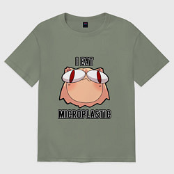 Футболка оверсайз женская Некоарк - Neco Arc - I eat microplastic - anime me, цвет: авокадо