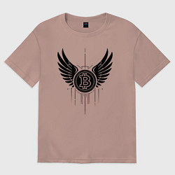 Женская футболка оверсайз Крылья биткоина