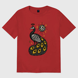 Женская футболка оверсайз Диско Павлин