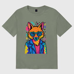Женская футболка оверсайз Лиса Pop Colors