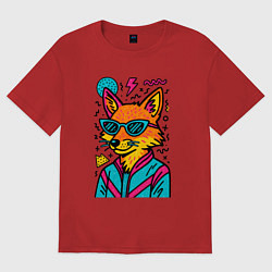 Женская футболка оверсайз Лиса поп арт