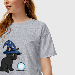 Футболка оверсайз женская Котик волшебник, цвет: меланж — фото 2