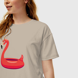 Футболка оверсайз женская Надувной фламинго, цвет: миндальный — фото 2