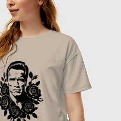 Футболка оверсайз женская Арнольд Шварценеггер в цветах, цвет: миндальный — фото 2