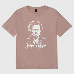 Женская футболка оверсайз Джонни Депп белой краской