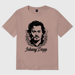 Женская футболка оверсайз Джонни Депп в цветах