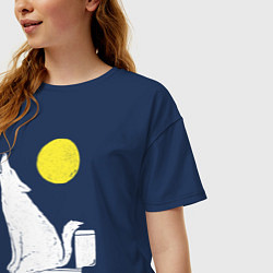 Футболка оверсайз женская Срущий волк, цвет: тёмно-синий — фото 2