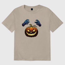 Футболка оверсайз женская Зловещая лампа Джека, цвет: миндальный