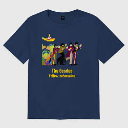 Футболка оверсайз женская The Beatles flowers, цвет: тёмно-синий