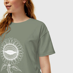 Футболка оверсайз женская Подсолнух - зубастый цветок, цвет: авокадо — фото 2