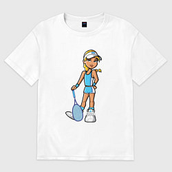 Футболка оверсайз женская Блондинка теннисистка, цвет: белый