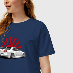 Футболка оверсайз женская Nissan Skynline - GT-R 34, цвет: тёмно-синий — фото 2