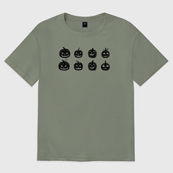 Женская футболка оверсайз Черные тыквы на Хэллоуин