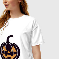 Футболка оверсайз женская Тыква Джек фонарь Хэллоуин, цвет: белый — фото 2
