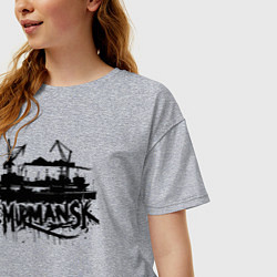 Футболка оверсайз женская Мурманск порт с кранами, цвет: меланж — фото 2