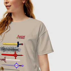Футболка оверсайз женская Adventure time swords, цвет: миндальный — фото 2