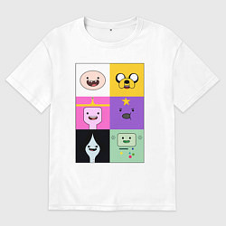 Футболка оверсайз женская Adventure time faces, цвет: белый